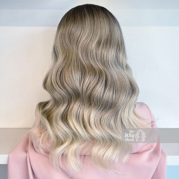 Dark Roots Vanilla Blonde Natural Ombre Wavy Lace Front Wig | Penny - Picture 6 of 8